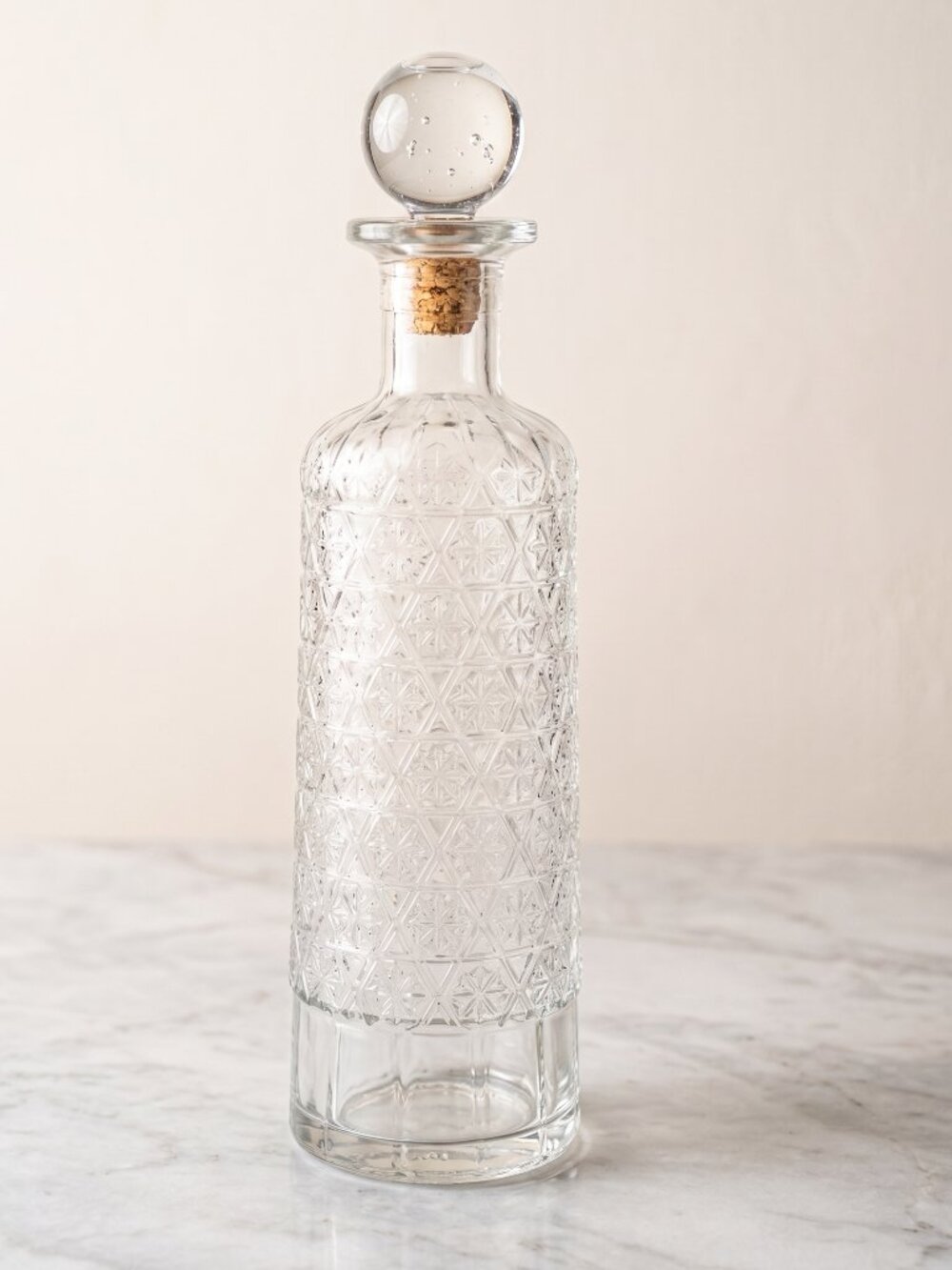 Vintage 1958 Schenley Whiskey Glass Decanter Snowflake Embossed Cork Stopper
